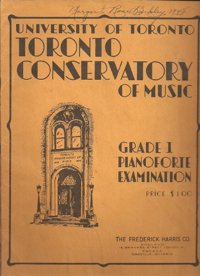 Picture of 1947, Royal Conservatory of Music, Grade  1 Piano Exam Book, 1947 Edition, University of Toronto, sheet music folio