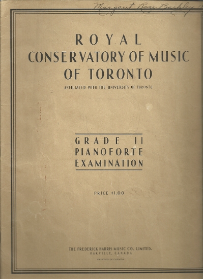 Picture of 1947, Royal Conservatory of Music, Grade  2 Piano Exam Book, 1947 Edition, University of Toronto, sheet music folio
