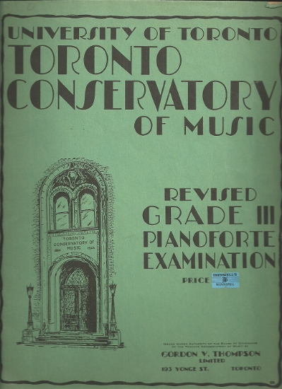 Picture of 1941, Royal Conservatory of Music, Grade  3 Piano Exam Book, 1941 Edition, University of Toronto, sheet music folio