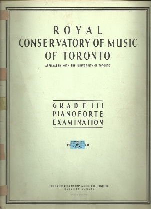 Picture of 1947, Royal Conservatory of Music, Grade  3 Piano Exam Book, 1947 Edition, University of Toronto, sheet music folio