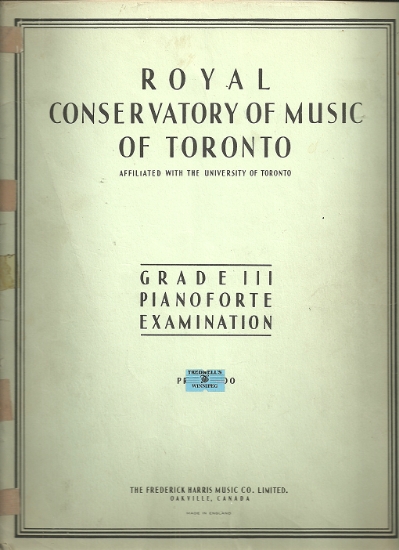 Picture of 1947, Royal Conservatory of Music, Grade  3 Piano Exam Book, 1947 Edition, University of Toronto, sheet music folio