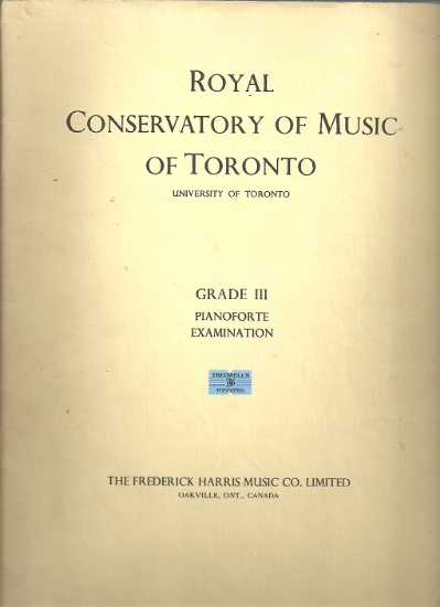 Picture of 1960, Royal Conservatory of Music, Grade 3 Piano Exam Book, 1960 Edition, University of Toronto, sheet music folio