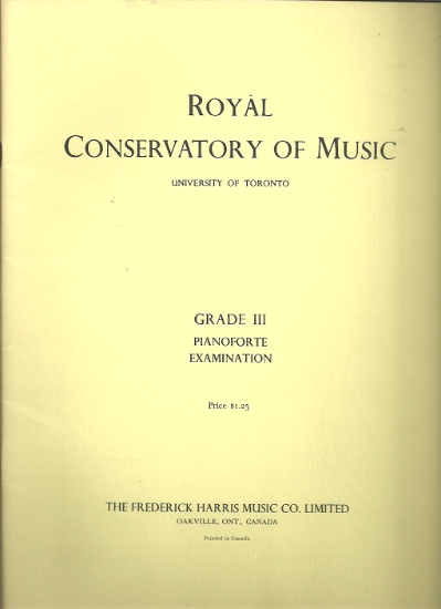 Picture of 1966, Royal Conservatory of Music, Grade 3 Piano Exam Book, 1966 Edition, University of Toronto, sheet music folio
