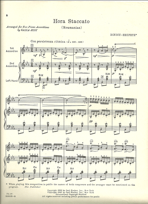 Tredwells-Music.com|Hora Staccato (Roumanian), Dinicu-Heifitz, transc ...