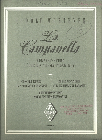 Picture of La Campanella, Concert Etude on a theme of Paganini, transcribed by Rudolf Wurthner, accordion solo sheet music