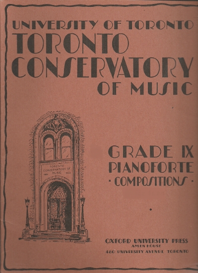 Picture of 1943, Royal Conservatory of Music, Grade  9 Piano Exam Book, 1943 Edition, University of Toronto, sheet music folio