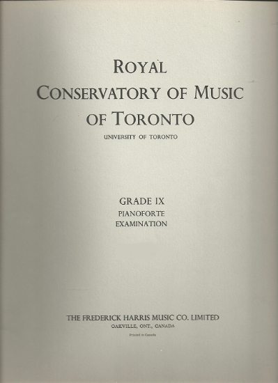 Picture of 1955, Royal Conservatory of Music, Grade  9 Piano Exam Book, 1955 Edition, University of Toronto, sheet music folio