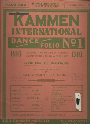 Picture of Kammen International Dance Folio No. 1, six volume Klezmer Band set, sheet music folios