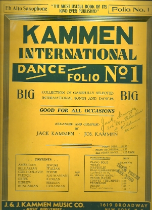 Picture of Kammen International Dance Folio No. 1, Klezmer, Eb alto sax sheet music folio