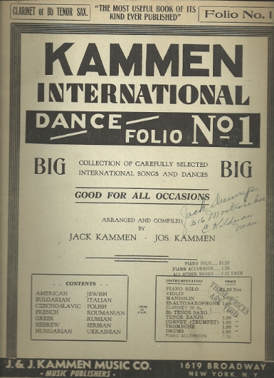 Picture of Kammen International Dance Folio No. 1, clarinet/tenor sax, sheet music folio