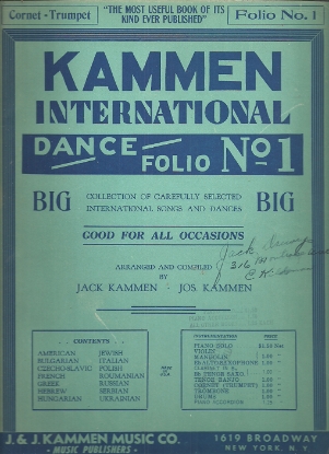 Picture of Kammen International Dance Folio No. 1, Klezmer, trumpet sheet music folio