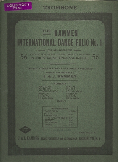 Picture of Kammen International Dance Folio No. 1, Klezmer, trombone sheet music folio