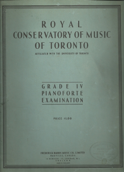 Picture of 1947, Royal Conservatory of Music, Grade  4 Piano Exam Book, 1947 Edition, University of Toronto, sheet music folio