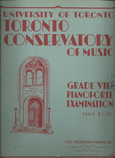 Picture of 1939, Royal Conservatory of Music, Grade  7 Piano Exam Book, 1939 Edition, University of Toronto, sheet music folio