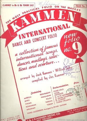 Picture of Kammen International Dance Folio No. 9, Klezmer, clarinet or tenor sax, sheet music folio