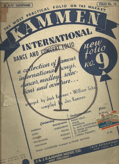 Picture of Kammen International Dance Folio No. 9, Klezmer, alto sax sheet music folio