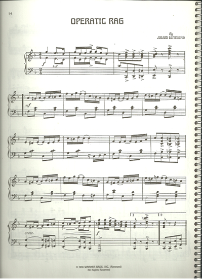 Picture of Operatic Rag, Julius Lenzberg, piano solo