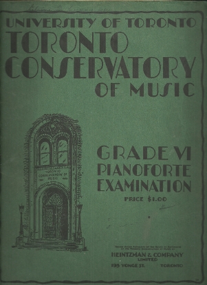 Picture of 1941, Royal Conservatory of Music, Grade  6 Piano Exam Book, 1941 Edition, University of Toronto, sheet music folio