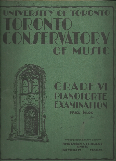 Picture of 1941, Royal Conservatory of Music, Grade  6 Piano Exam Book, 1941 Edition, University of Toronto, sheet music folio