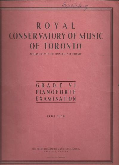 Picture of 1947, Royal Conservatory of Music, Grade  6 Piano Exam Book, 1947 Edition, University of Toronto, sheet music folio