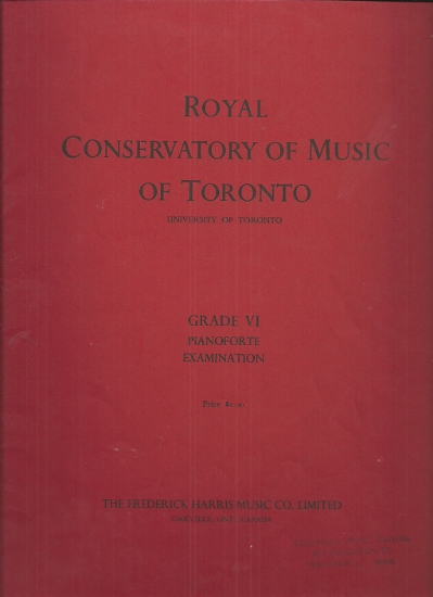 Picture of 1966, Royal Conservatory of Music, Grade 6 Piano Exam Book, 1966 Edition, University of Toronto, sheet music folio