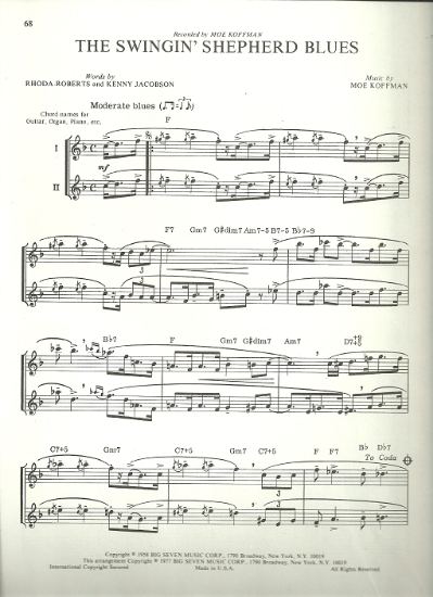 Picture of The Swingin' Shepherd Blues, Moe Koffman, flute solo/duet, sheet music