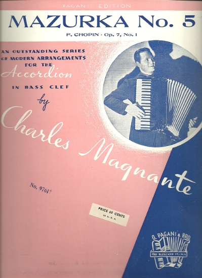 Picture of Mazurka No. 5, F. Chopin Opus 7 No. 1, arr. Charles Magnante, accordion solo sheet music