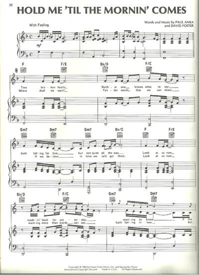 Picture of Hold Me 'Til the Mornin' Comes, Paul Anka & David Foster, recorded by Paul Anka