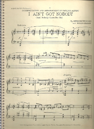 Picture of I Ain't Got Nobody, Spencer Williams & Roger Graham, transcribed for piano solo by Pauline Alpert, sheet music
