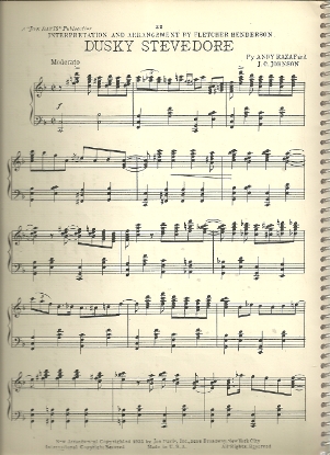 Picture of Dusky Stevedore, J. C. Johnson & Andy Razaf, transc. for piano solo by Fletcher Henderson, sheet music