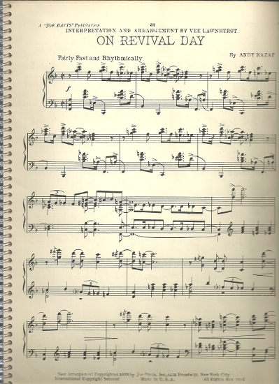Picture of On Revival Day, Andy Razaf, transc. for piano solo by Vee Lawnhurst, sheet music