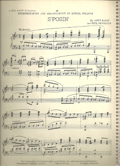 Picture of S'Posin, Paul Denniker & Andy Razaf, transc. for piano solo by Muriel Pollock, pdf copy