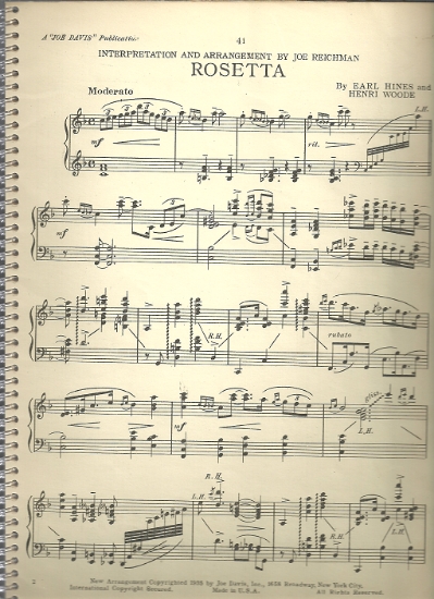 Picture of Rosetta, Earl Hines & Henri Woode, transc. for piano solo by Joe Reichman, sheet music