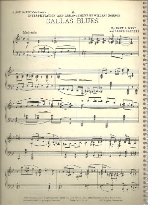Picture of Dallas Blues, Hart A. Wand & Lloyd Gassett, transcribed for piano solo by Willard Robison, sheet music