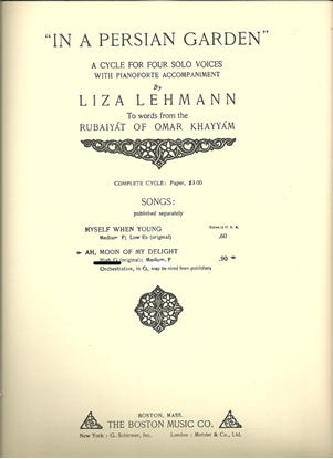 Picture of Ah Moon of My Delight, from song-cycle "In a Persian Garden", Liza Lehmann & Omar Khayyam, high voice solo