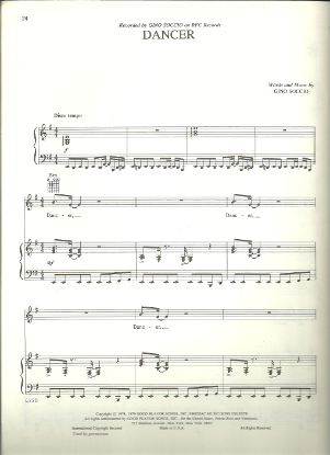 Picture of Dancer, written & recorded by Gino Soccio, sheet music
