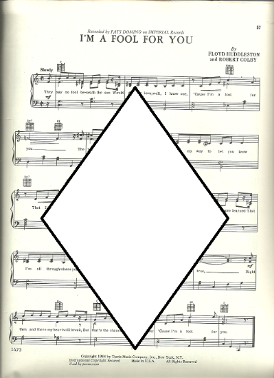 Picture of I'm a Fool for You, Floyd Huddleston & Robert Colby, recorded by Fats Domino, sheet music