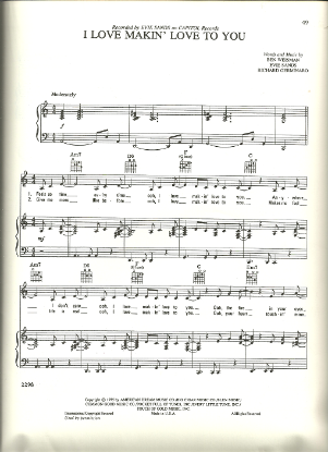 Picture of I Love Makin' Love to You, Ben Weisman/ Evie Sands/ Richard Germinaro, recorded by Evie Sands, sheet music, pdf copy 