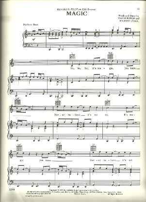 Picture of Magic, David Paton & William Lyall, recorded by Pilot, sheet music, pdf copy 