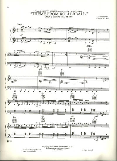 Picture of Theme from Rollerball, J. S. Bach/ Leroy Holmes, sheet music, pdf copy
