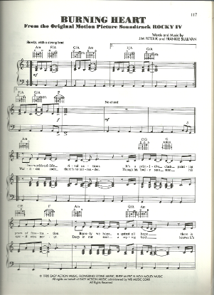 Picture of Burning Heart, from movie "Rocky IV", Jim Peterik & Frankie Sullivan, recorded by Survivor, sheet music