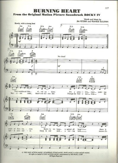 Picture of Burning Heart, from movie "Rocky IV", Jim Peterik & Frankie Sullivan, recorded by Survivor, sheet music