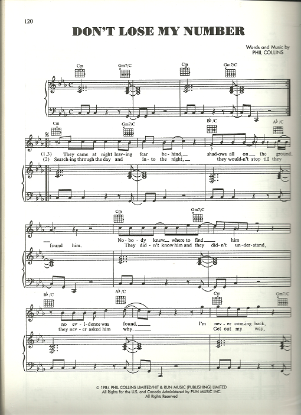 Picture of Don't Lose My Number, Phil Collins, sheet music
