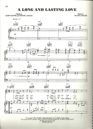 Picture of A Long and Lasting Love, Gerry Goffin & Michael Masser, recorded by Crystal Gayle, sheet music