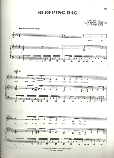 Picture of Sleeping Bag, Billy Gibbons, Dusty Hill & Frank Beard, recorded by ZZ Top, sheet music