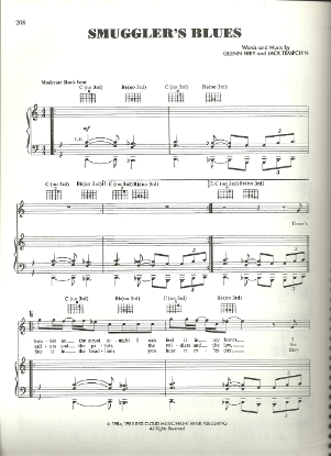 Picture of Smuggler's Blues, Glenn Frey & Jack Tempchin, sheet music