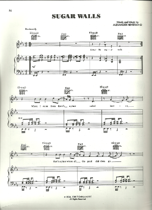 Picture of Sugar Walls, Alexander Nevermind, recorded by Sheena Easton, sheet music