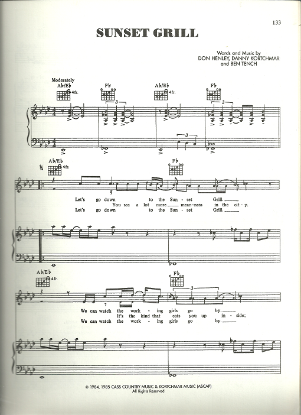 Picture of Sunset Grill, Don Henley/ Danny Kortchma/ Ben Tench, sheet music