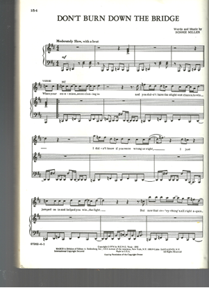 Picture of Don't Burn Down the Bridge, Ronnie Miller, recorded by Gladys Knight and the Pips