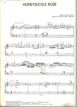 Picture of Honeysuckle Rose, Andy Razaf & Fats Waller, Nat King Cole/Brian Priestly transcription, piano solo, sheet music